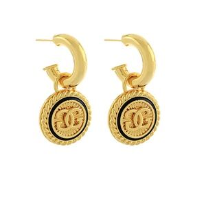 Initial Round Dangle Earrings